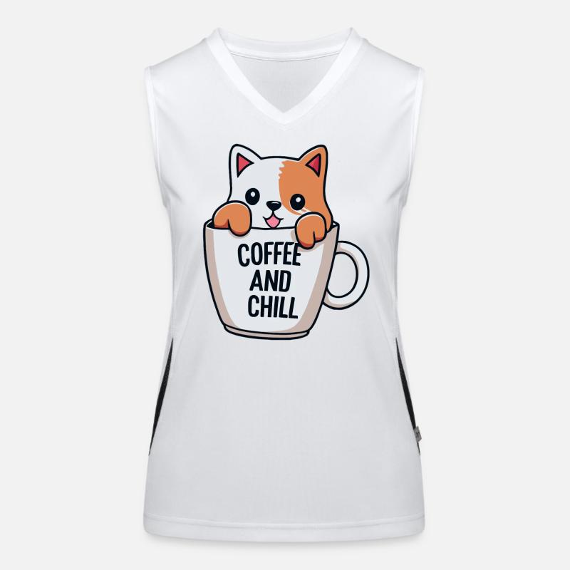 chat mignon dans la conception d’une tasse à café Débardeur respirant contrasté Femme