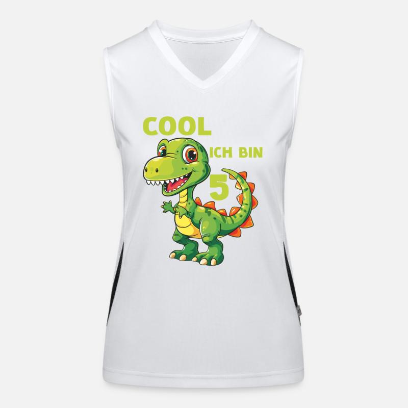 Dinosaurier 5 Kindergeburtstag Dino 5 Jahre Spruch Funktionelles Kontrast-Tank Top für Frauen