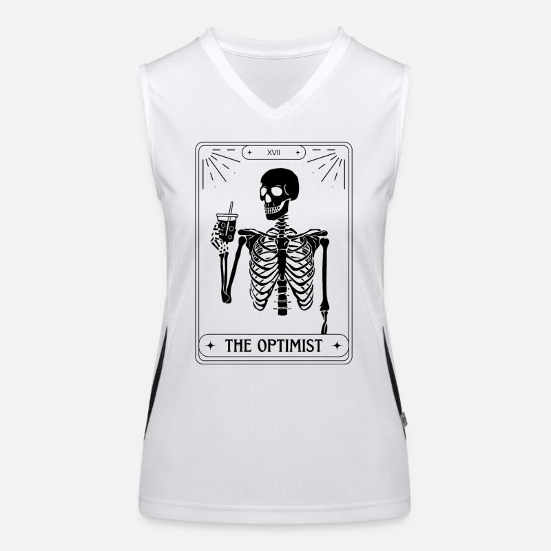 Funny Tarot Card Skeleton Coffee Optimist Women's Functional Contrast Tank Top