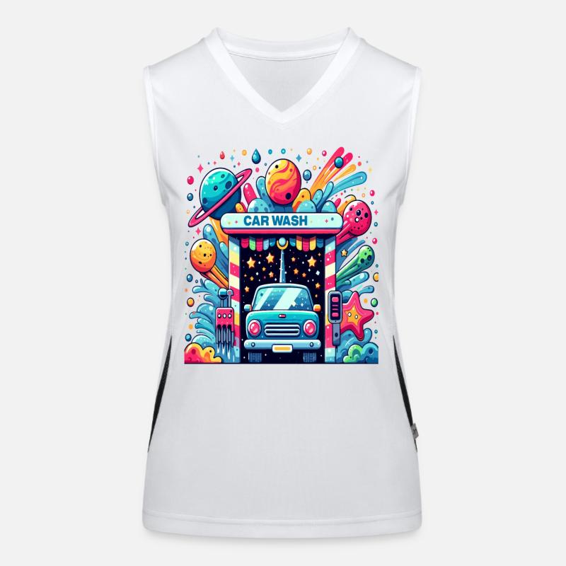 Car Wash Comic Style Women's Functional Contrast Tank Top