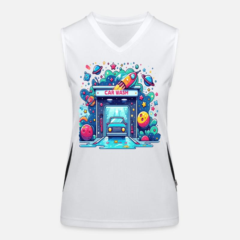 Comic Auto Waschanlage Funktionelles Kontrast-Tank Top für Frauen