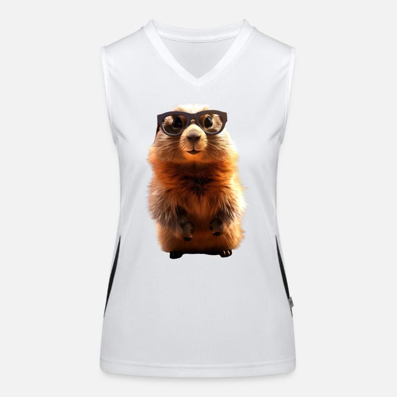 Murmeltier mit Sonnenbrille Nagetier Erdhörnchen Funktionelles Kontrast-Tank Top für Frauen