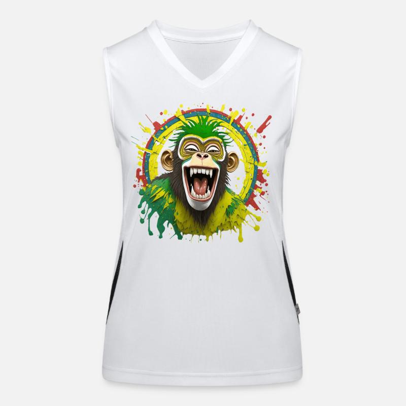 Portrait/Tête de Singe Rasta Éclaté de Rire Débardeur respirant contrasté Femme