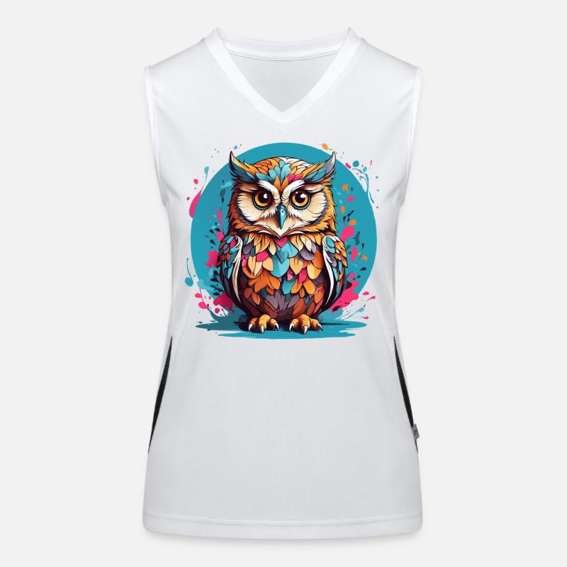 Adorable hibou sur des éclaboussures de couleur Débardeur respirant contrasté Femme