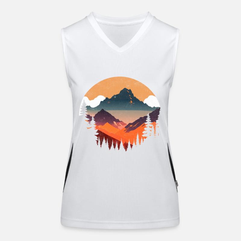 Alpine sunset in silhouette Women's Functional Contrast Tank Top