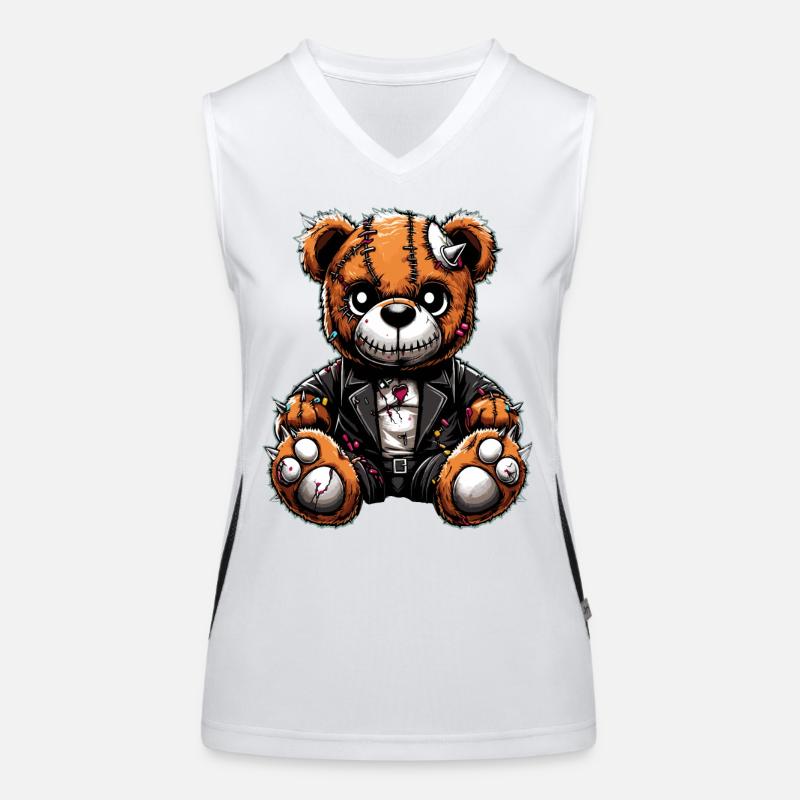Punk Rebel Plush Teddy Bear Women's Functional Contrast Tank Top