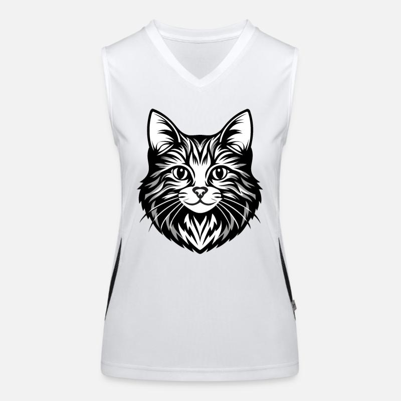 Illustration complexe de visage de chat Débardeur respirant contrasté Femme