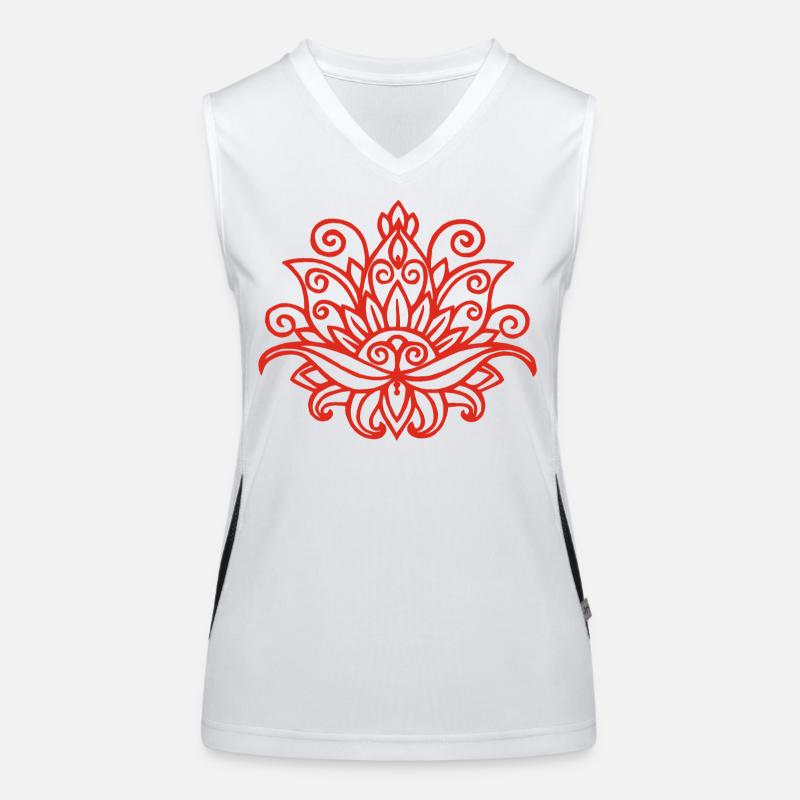 Mandala lotus rouge Débardeur respirant contrasté Femme