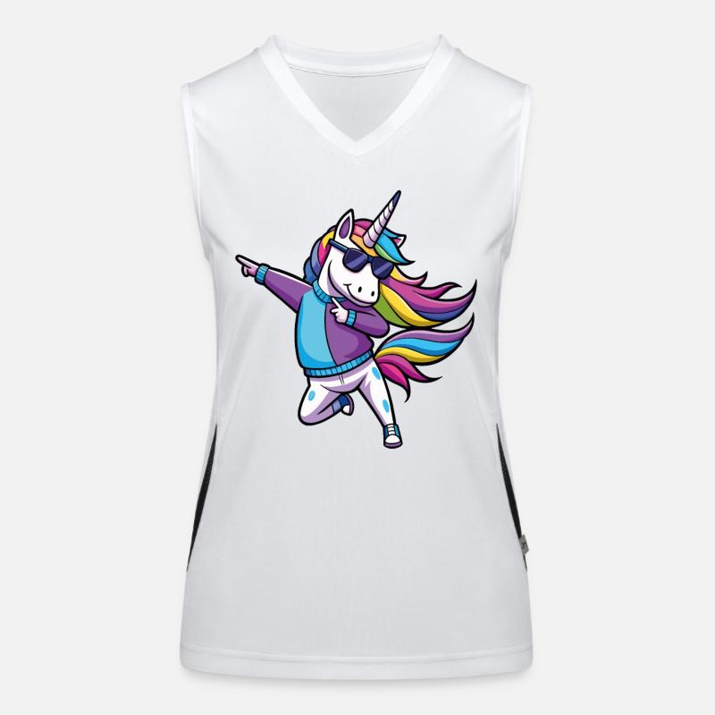 Rainbow Unicorn Dancer Illustration Women's Functional Contrast Tank Top