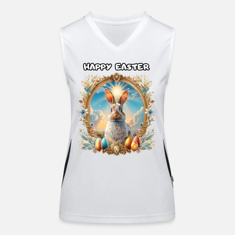 HAPPY EASTER, emblem, easter, easter bunny, beautiful, Women's Functional Contrast Tank Top