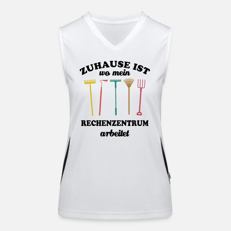 Zuhause ist wo mein Rechenzentrum arbeitet, Garten Funktionelles Kontrast-Tank Top für Frauen