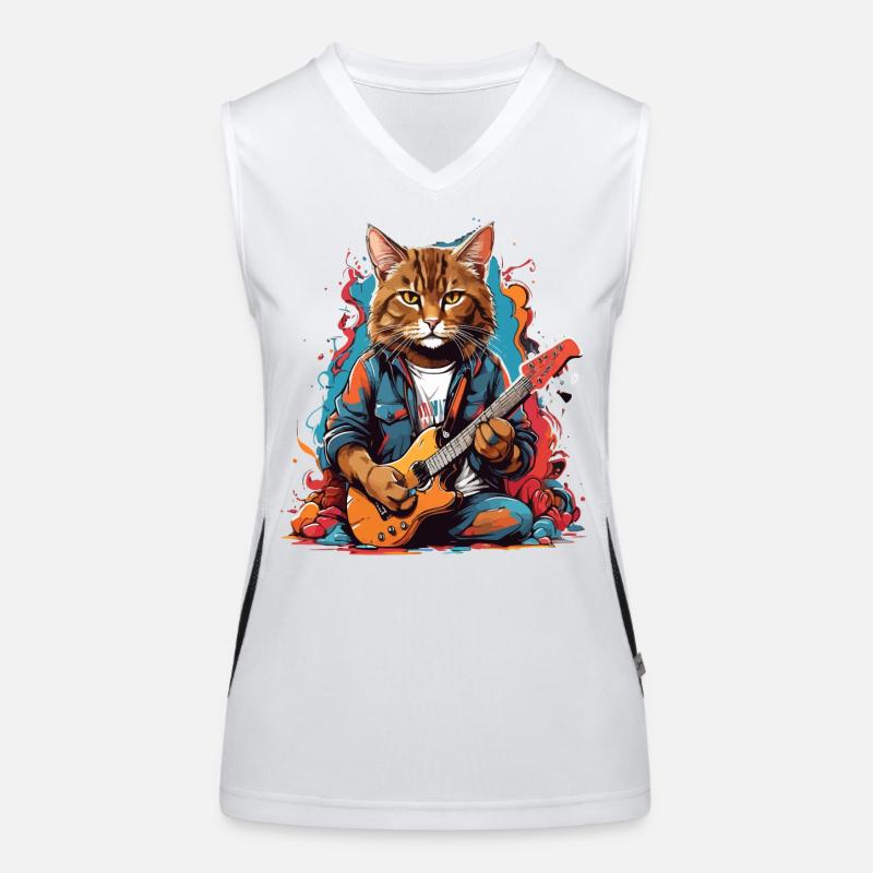 Chat avec guitare Débardeur respirant contrasté Femme