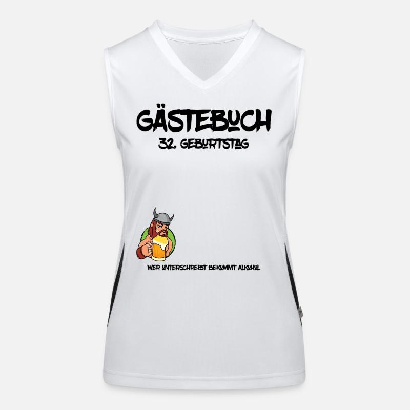32. Geburtstag | Gästebuch Design Funktionelles Kontrast-Tank Top für Frauen