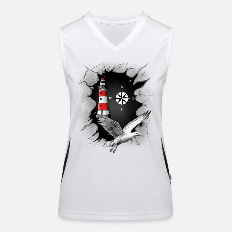 Möwe Leuchtturm Kompass maritim Ahoi Funktionelles Kontrast-Tank Top für Frauen