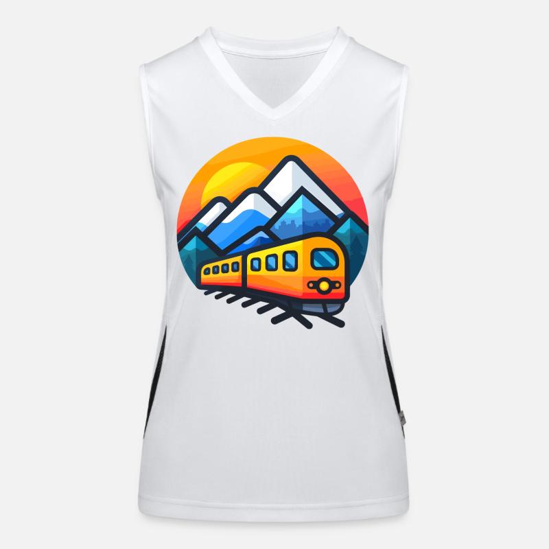 Train Cartoon Style Women's Functional Contrast Tank Top