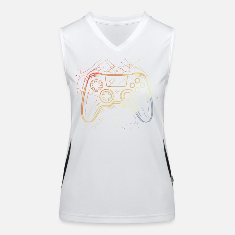 Gaming Controller Sketch Retro Women's Functional Contrast Tank Top