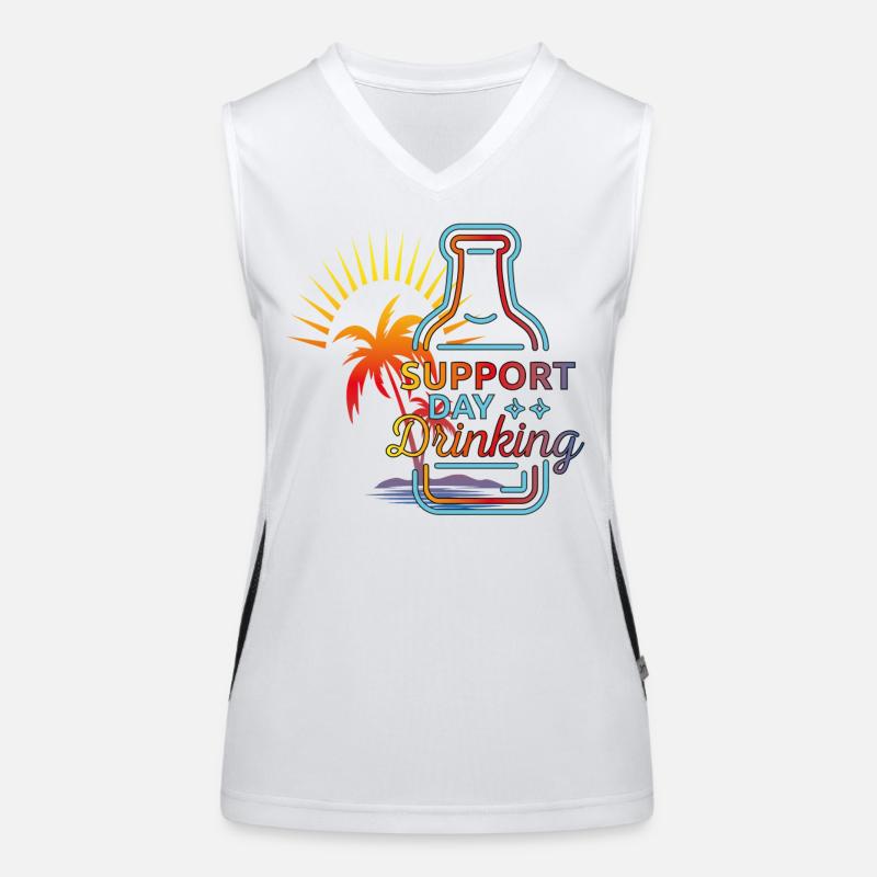 Support Day Drinking. Feiern, Erfrischung, Palmen, Funktionelles Kontrast-Tank Top für Frauen