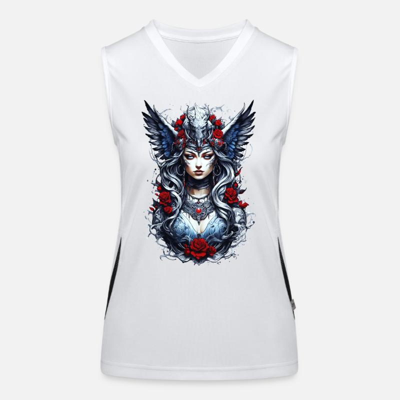Valkyrie mit Raben Rosen Wikinger Funktionelles Kontrast-Tank Top für Frauen
