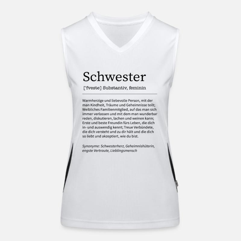 Schwester Definition Schwesterherz Spruch Geschenk Funktionelles Kontrast-Tank Top für Frauen