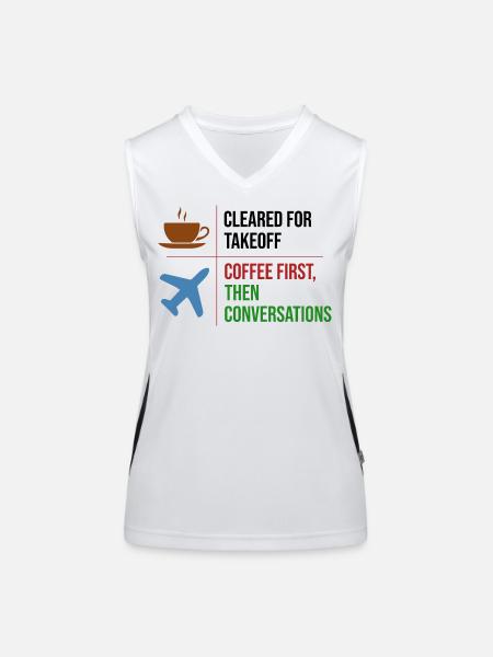 Contrôleur de la circulation aérienne Café ATC Aviation Humour - Débardeur respirant contrasté Femme - blanc/noir - Devant