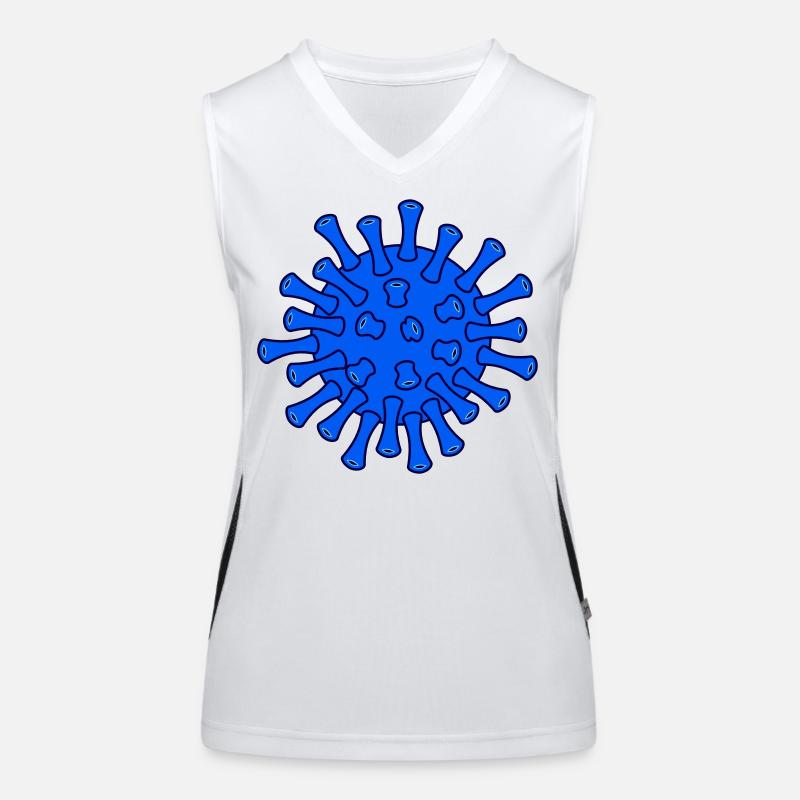 Blaues Covid-Molekül Illustration Funktionelles Kontrast-Tank Top für Frauen