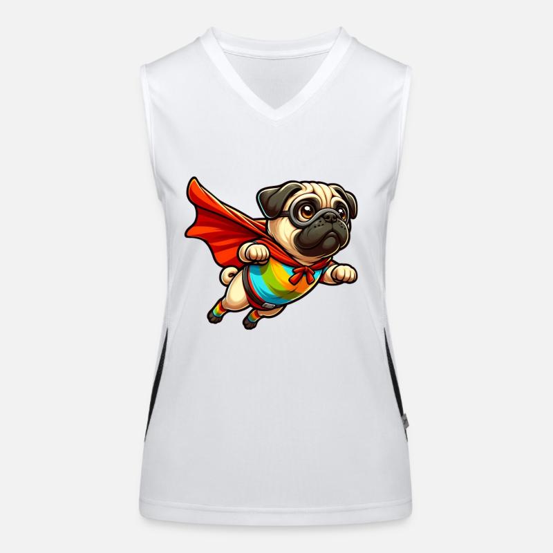 Superhelden-Mops Funktionelles Kontrast-Tank Top für Frauen