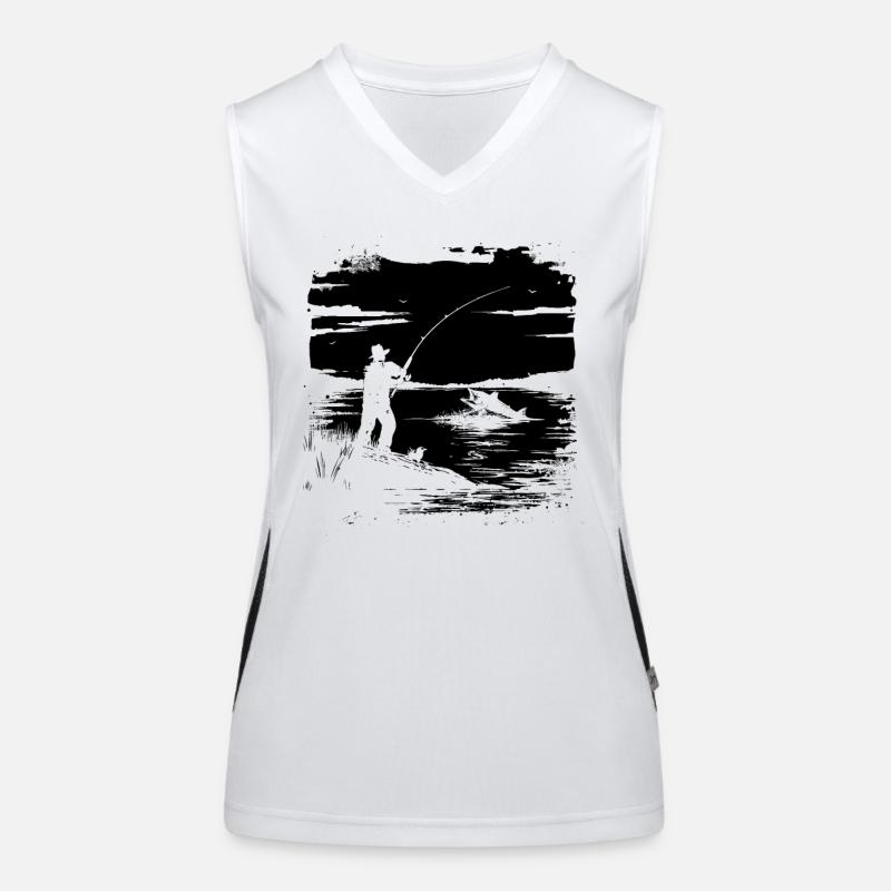 Fishing Sketch Women's Functional Contrast Tank Top