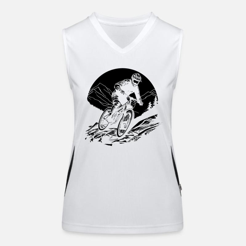 Mountainbiker Grafik Funktionelles Kontrast-Tank Top für Frauen