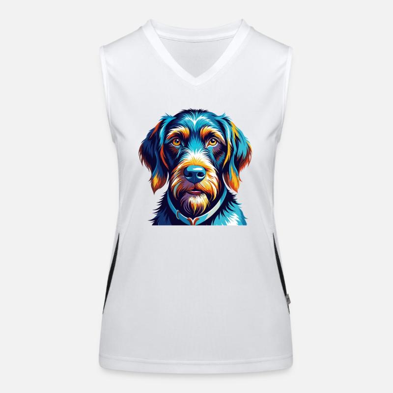 German Wirehaired Pointer Dog Breed Cartoon Kawaii Women's Functional Contrast Tank Top