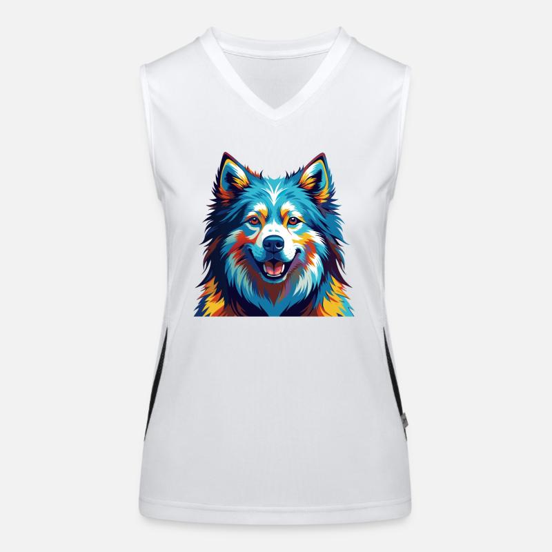 Samojede Hunderasse Bunte Karikatur Kawaii Funktionelles Kontrast-Tank Top für Frauen