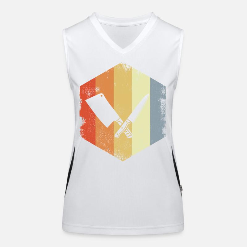 Metzger Hackbeil Skizze Funktionelles Kontrast-Tank Top für Frauen