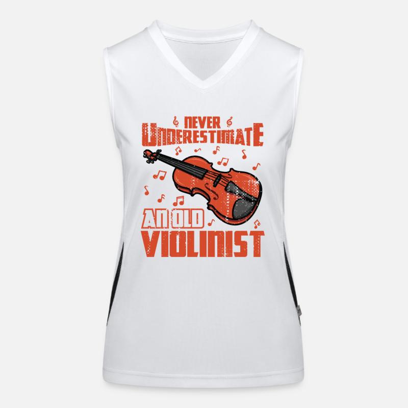 Never Underestimate An Old Violinist Funktionelles Kontrast-Tank Top für Frauen