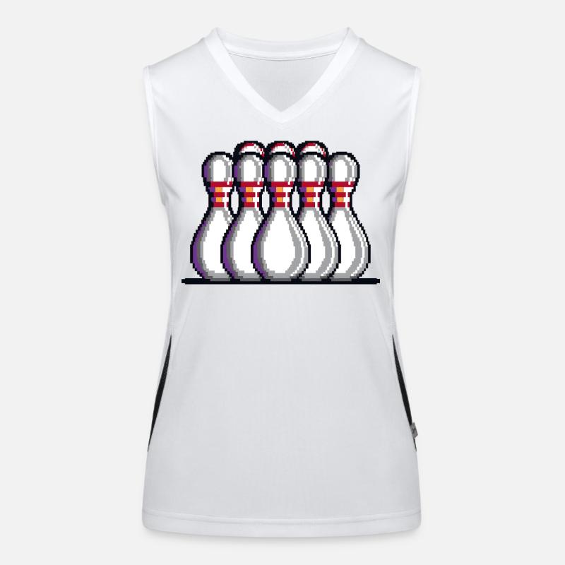Pixel Bowling Pins Funktionelles Kontrast-Tank Top für Frauen