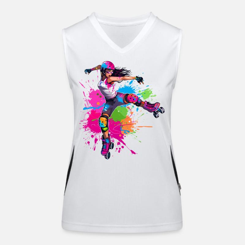 Roller Skater Mädchen Funktionelles Kontrast-Tank Top für Frauen