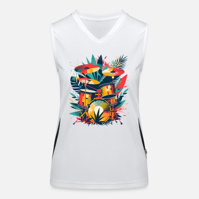 Drum Set Illustration Women's Functional Contrast Tank Top