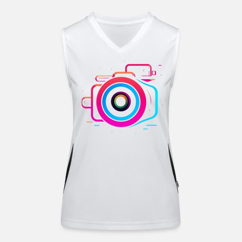 Camera Synthwave Style Women's Functional Contrast Tank Top