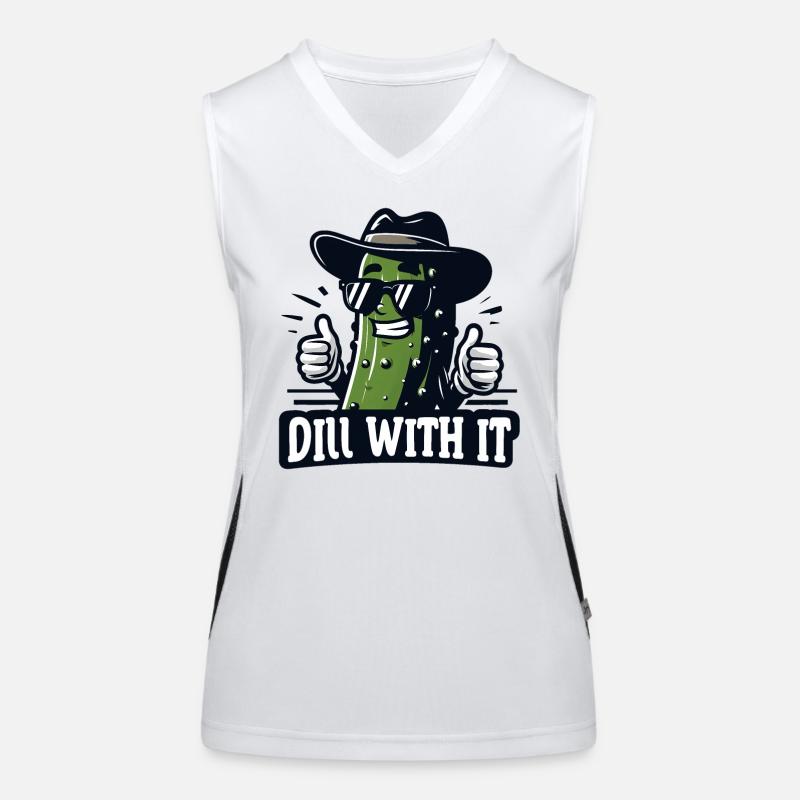 Cool Dill Pickle Pun "Dill With It" Funny Cucumber Women's Functional Contrast Tank Top