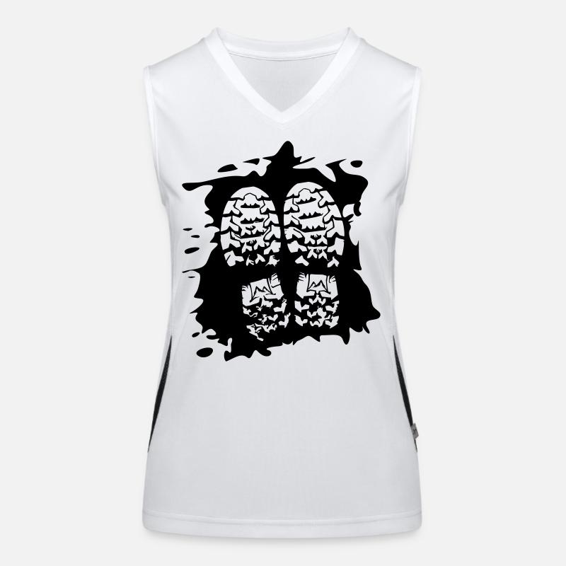 Twin Trails - Shoe Prints [Black] Women's Functional Contrast Tank Top