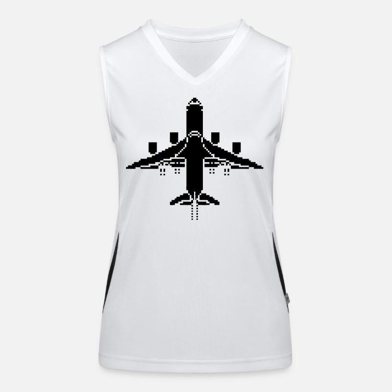 Flugzeug Pixel Art Funktionelles Kontrast-Tank Top für Frauen