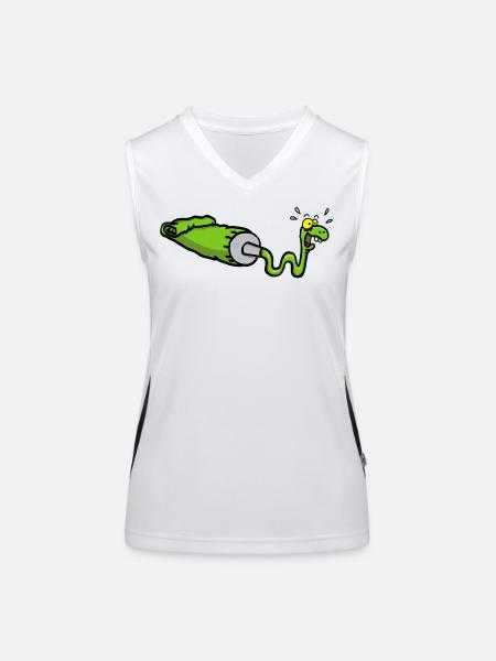 Green snake and gouache tube - Women's Functional Contrast Tank Top - white/black - Front