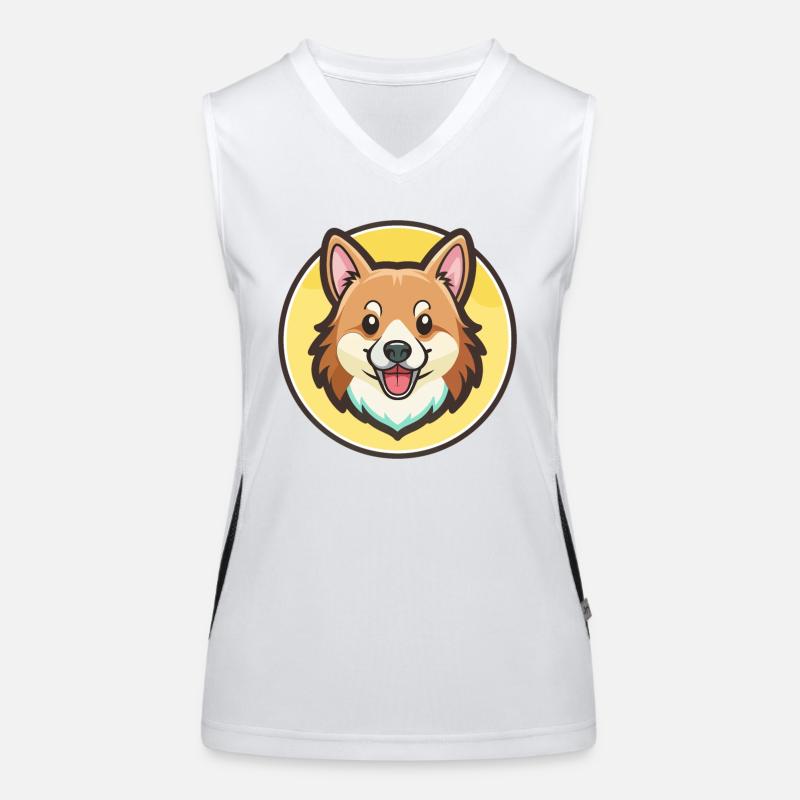 Isländischer Schäferhund Hunderasse Karikatur Kawaii Funktionelles Kontrast-Tank Top für Frauen