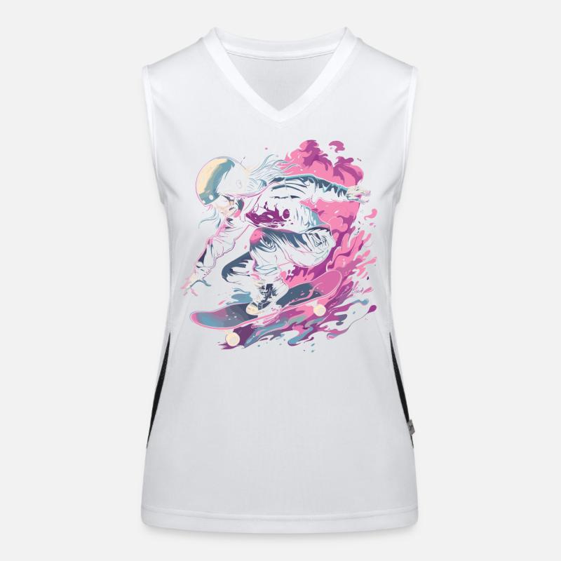 Skateboarder Mädchen Funktionelles Kontrast-Tank Top für Frauen