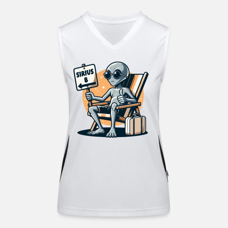 Alien "Sirius B" Hitchhiker's Guide Cartoon Illustration Women's Functional Contrast Tank Top