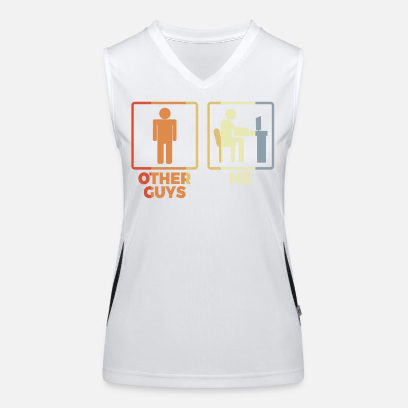 Programmierer Strichmännchen Funktionelles Kontrast-Tank Top für Frauen