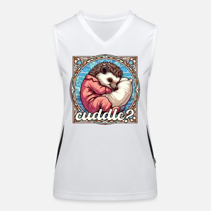 Hedgehog Cuddle Cuddly Pillow Gift Women's Functional Contrast Tank Top