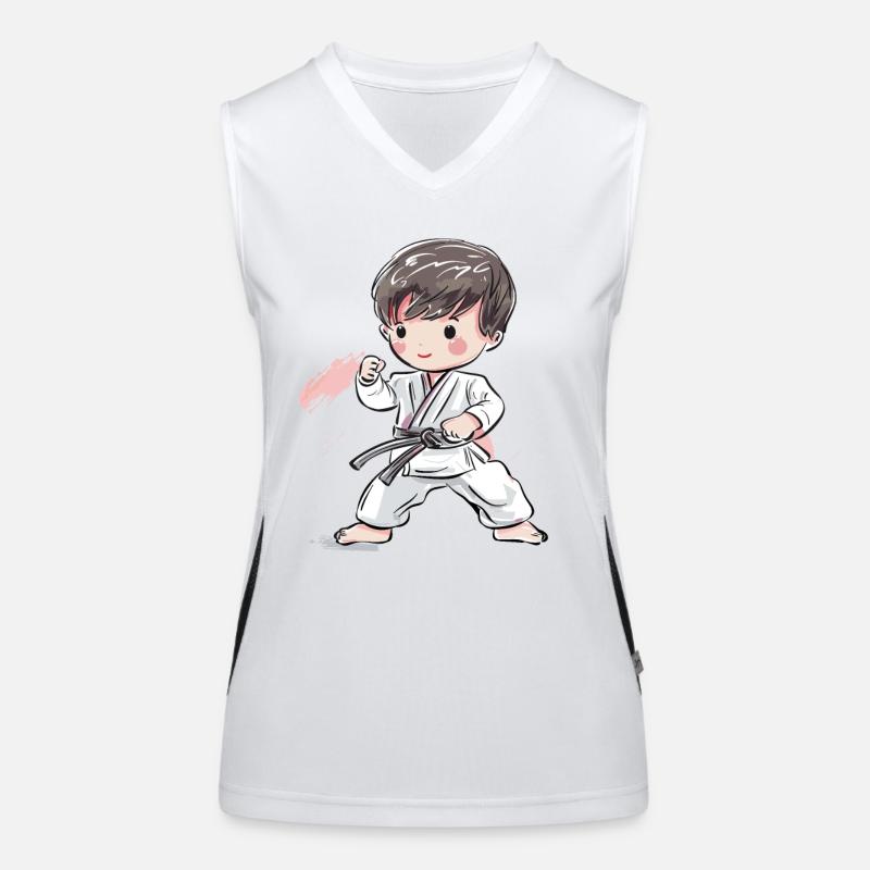 Karate Junge Comic Stil Funktionelles Kontrast-Tank Top für Frauen