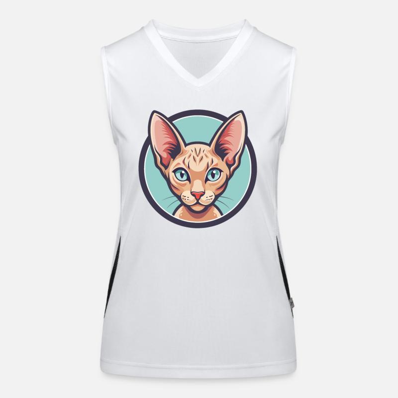 Rot Devon Rex Katzenrasse Cartoon Kawaii Tier Haustier Funktionelles Kontrast-Tank Top für Frauen