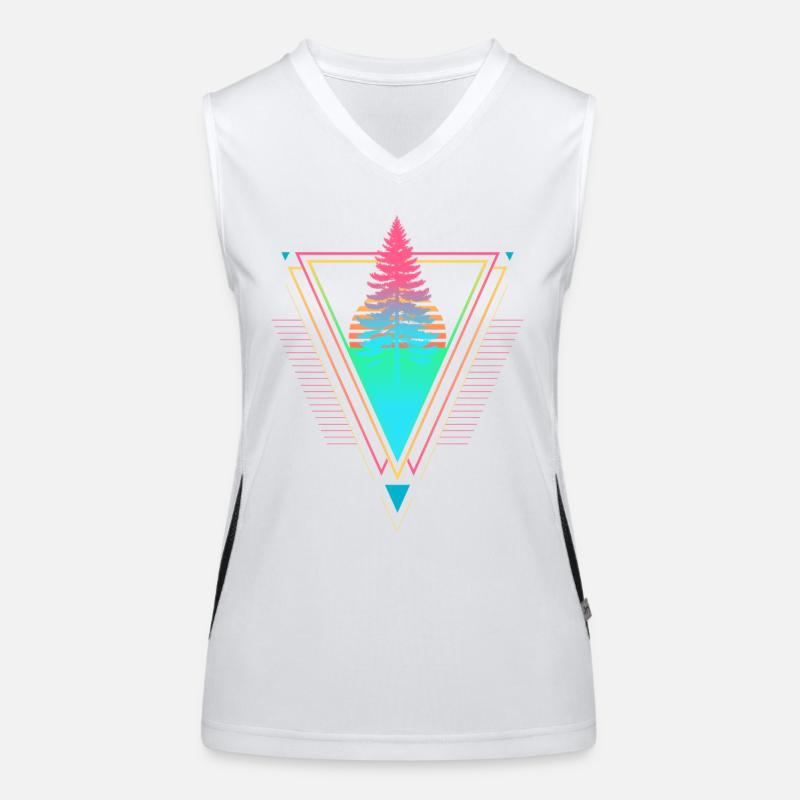 Tannenbaum Vaporwave Synthwave des années 90 80 coucher de soleil Débardeur respirant contrasté Femme