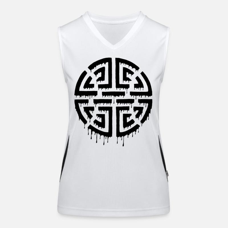 Graffiti eines schwarzen Labyrinths Funktionelles Kontrast-Tank Top für Frauen