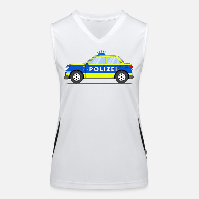 Polizeiauto in Blau und Gelb Funktionelles Kontrast-Tank Top für Frauen